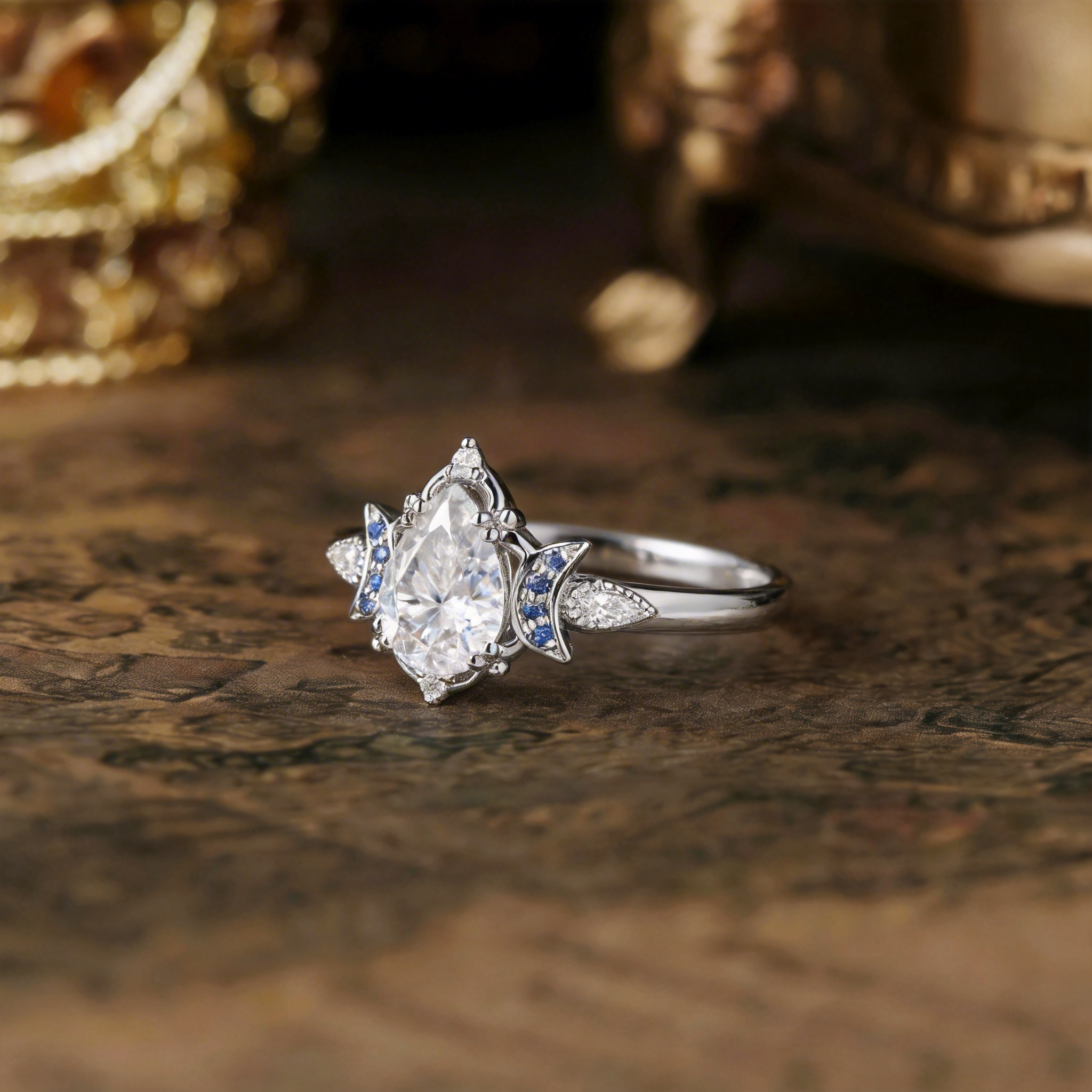 Moon Inspired | 1.2ct Moissanite Moon Design Engagement Ring