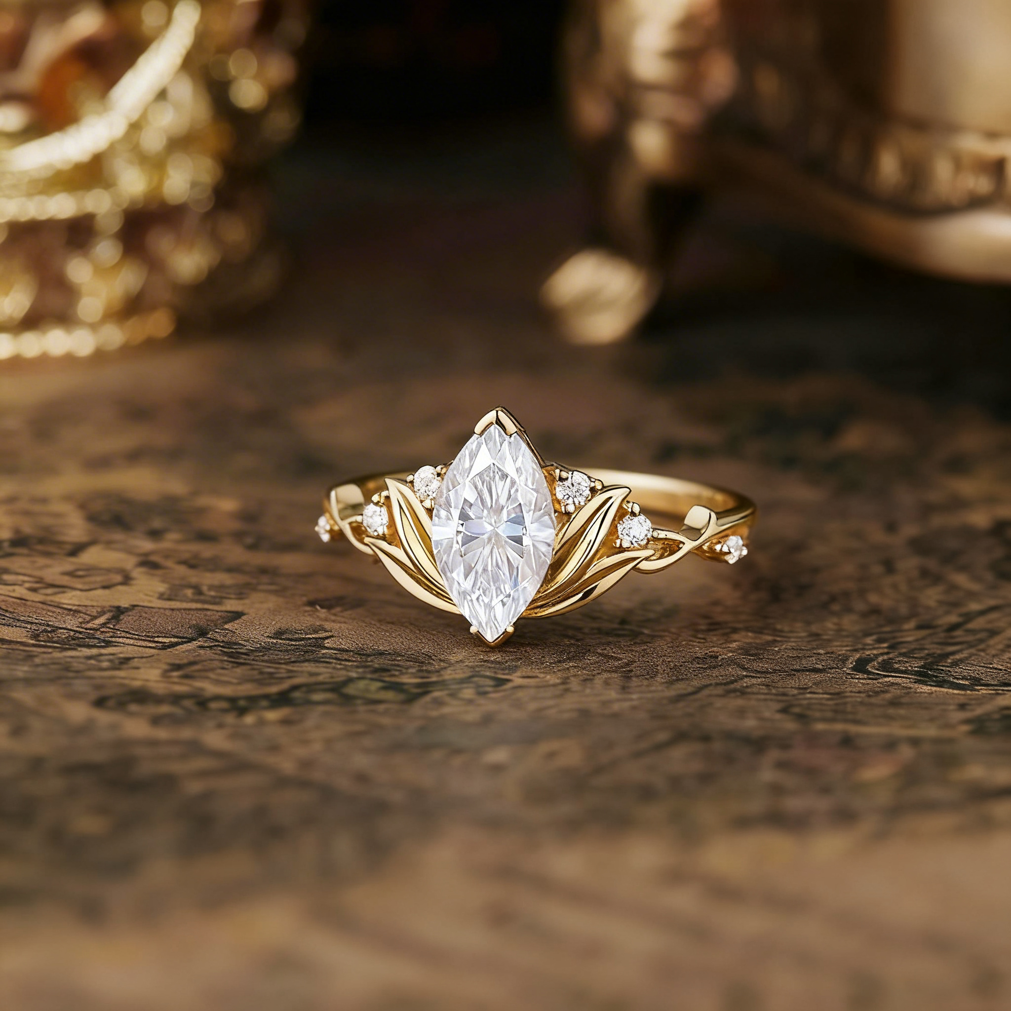 Floral Inspired | Lotus Design Moissanite Engagement Ring