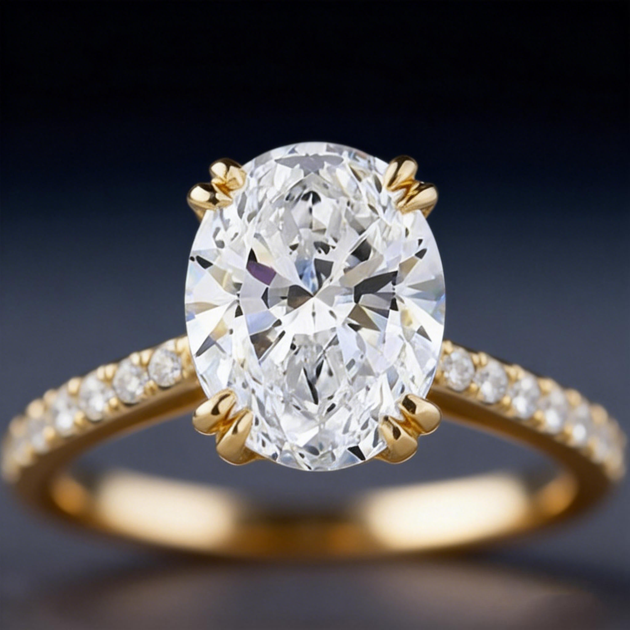 Vintage 2.0CT Oval Cut Moissanite Cluster Ring Set 2pcs