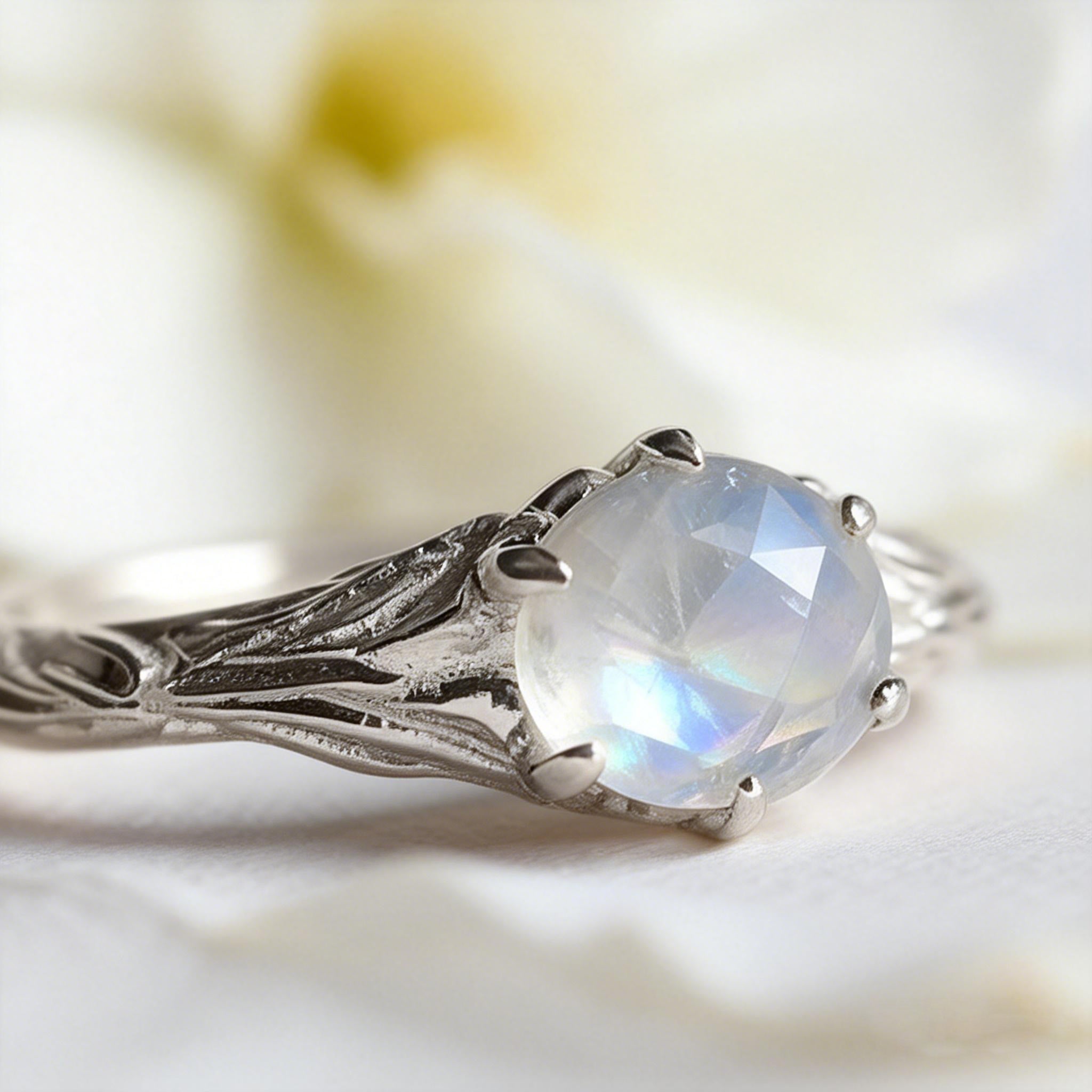 Vine & Moonlight Engagement Ring – Garden Angel Moonstone Ring