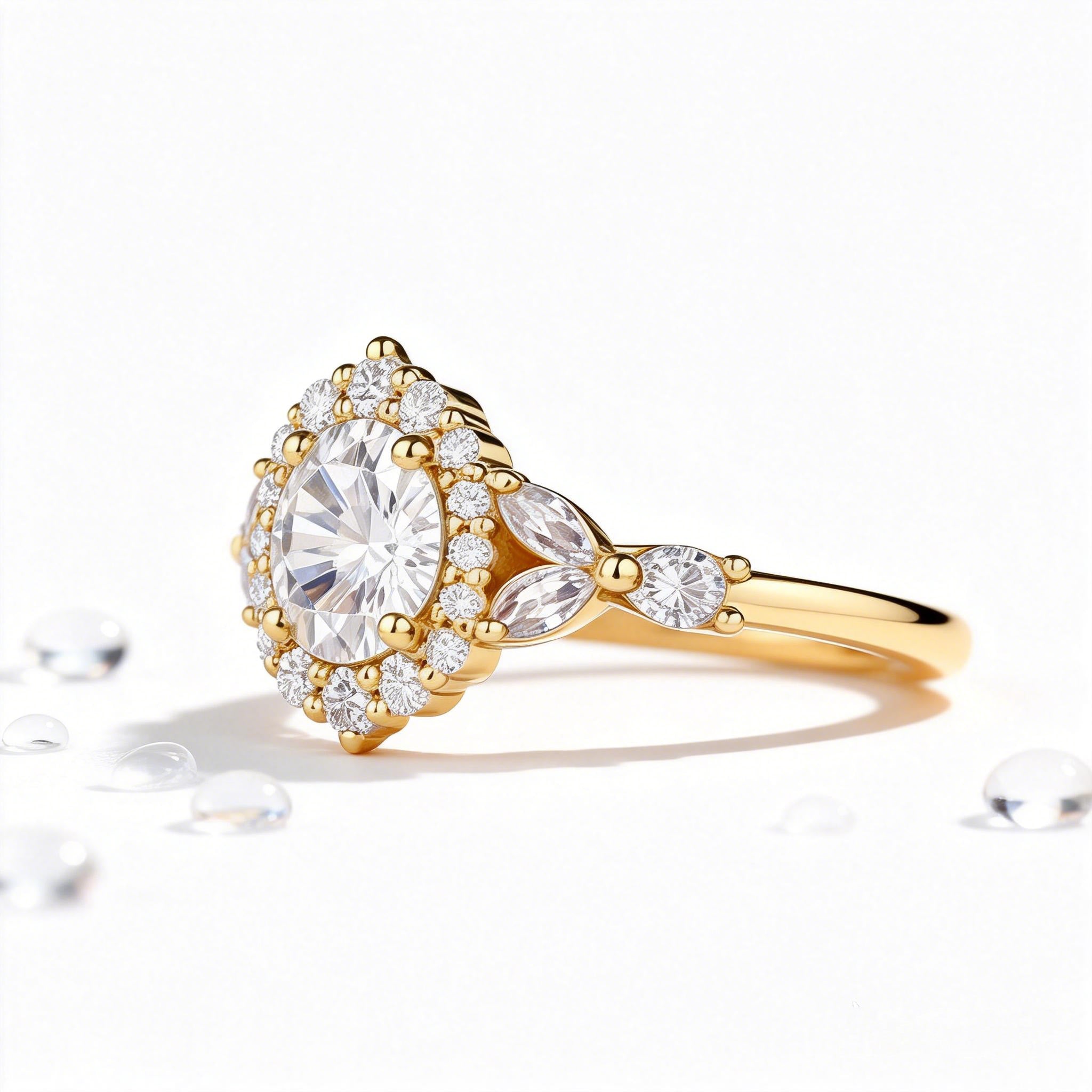 Gorgeous Moissanite Halo Engagement Ring