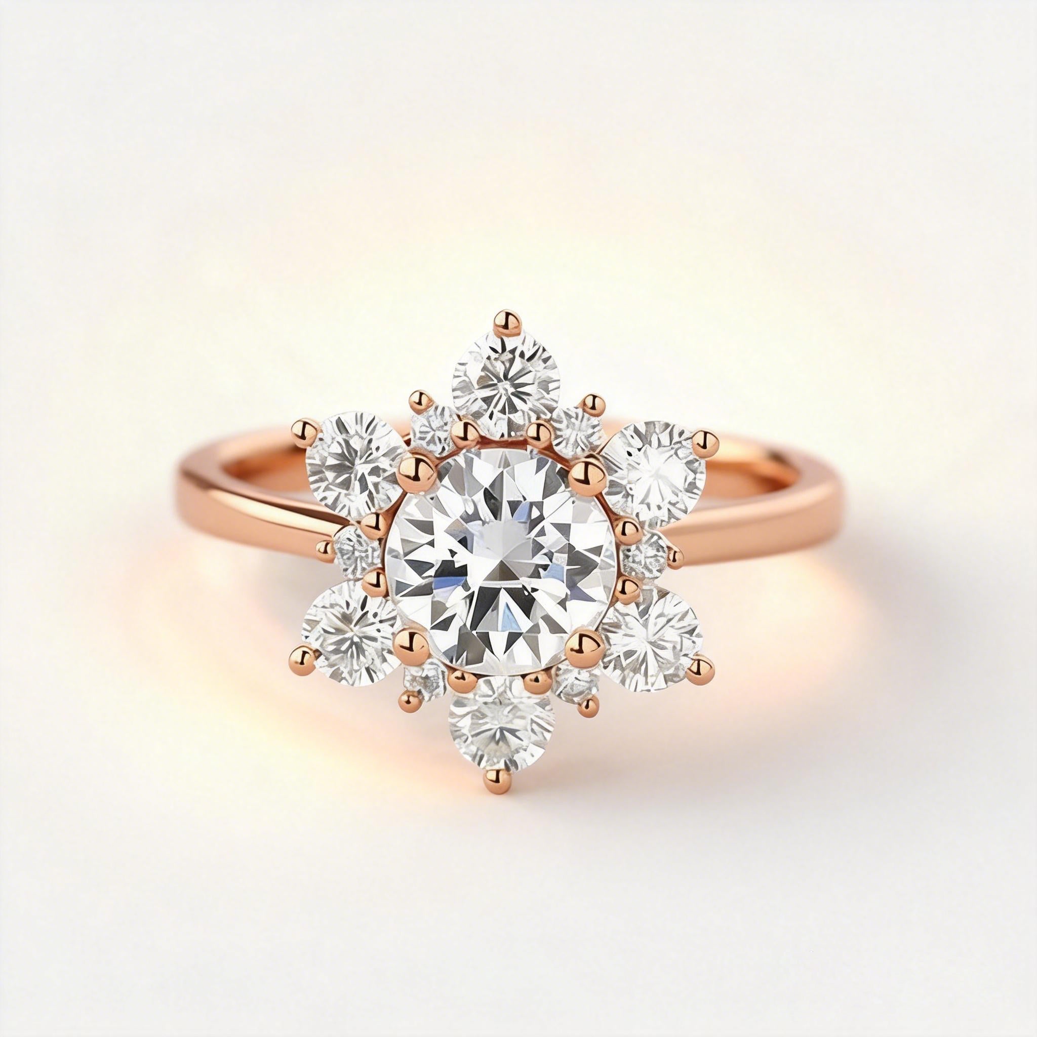 Snowflake Shaped Moissanite Art deco White Gold Ring