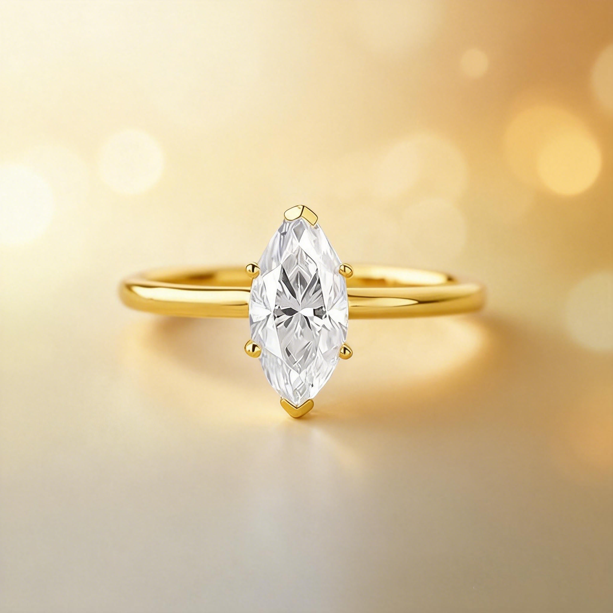 Classic 1.0CT Marquise Moissanite Solitaire Ring