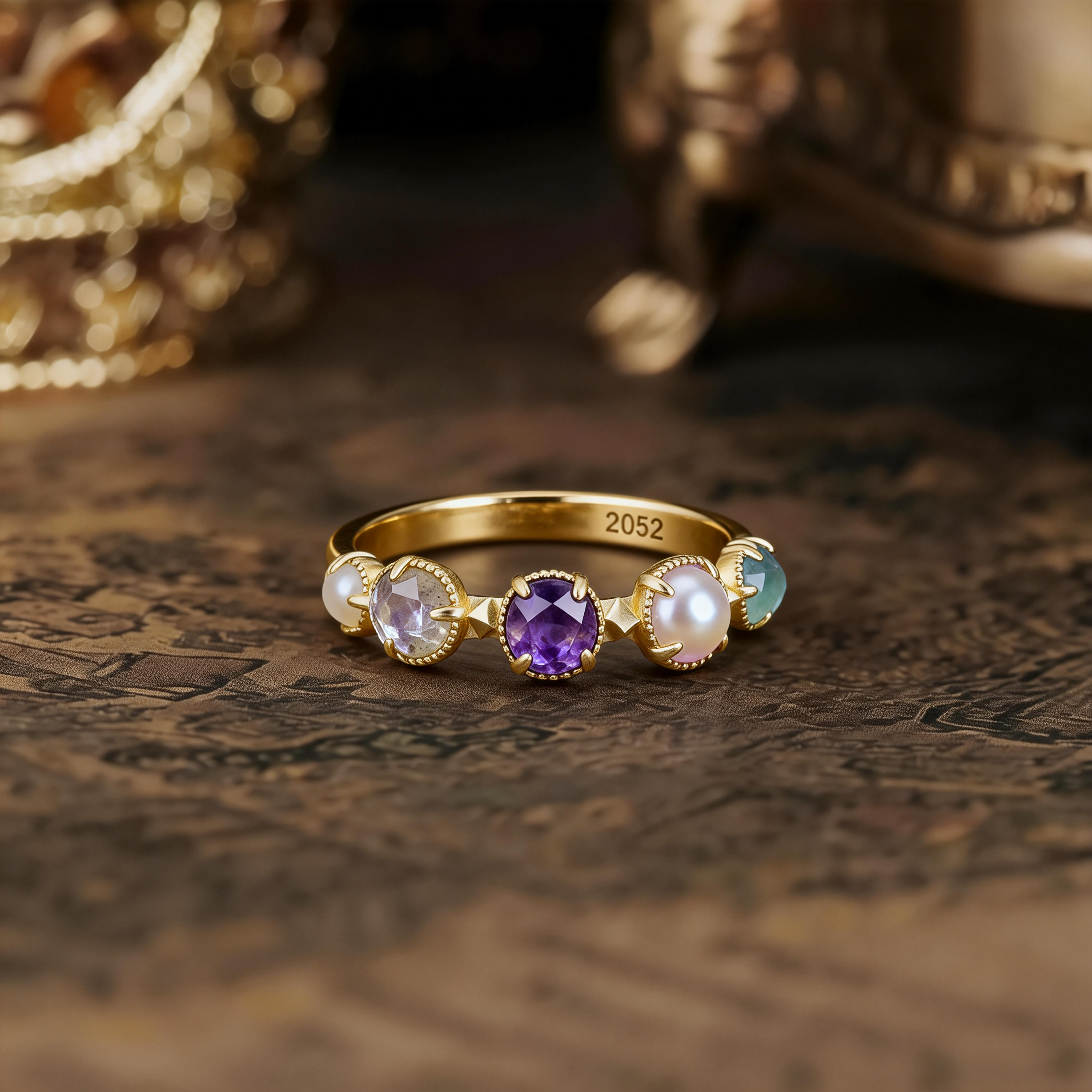 Artistic Vintage Candy Ring S925 Sterling Silver Gold Plated Adjustable Open Design Natural Diamond Topaz Iolite