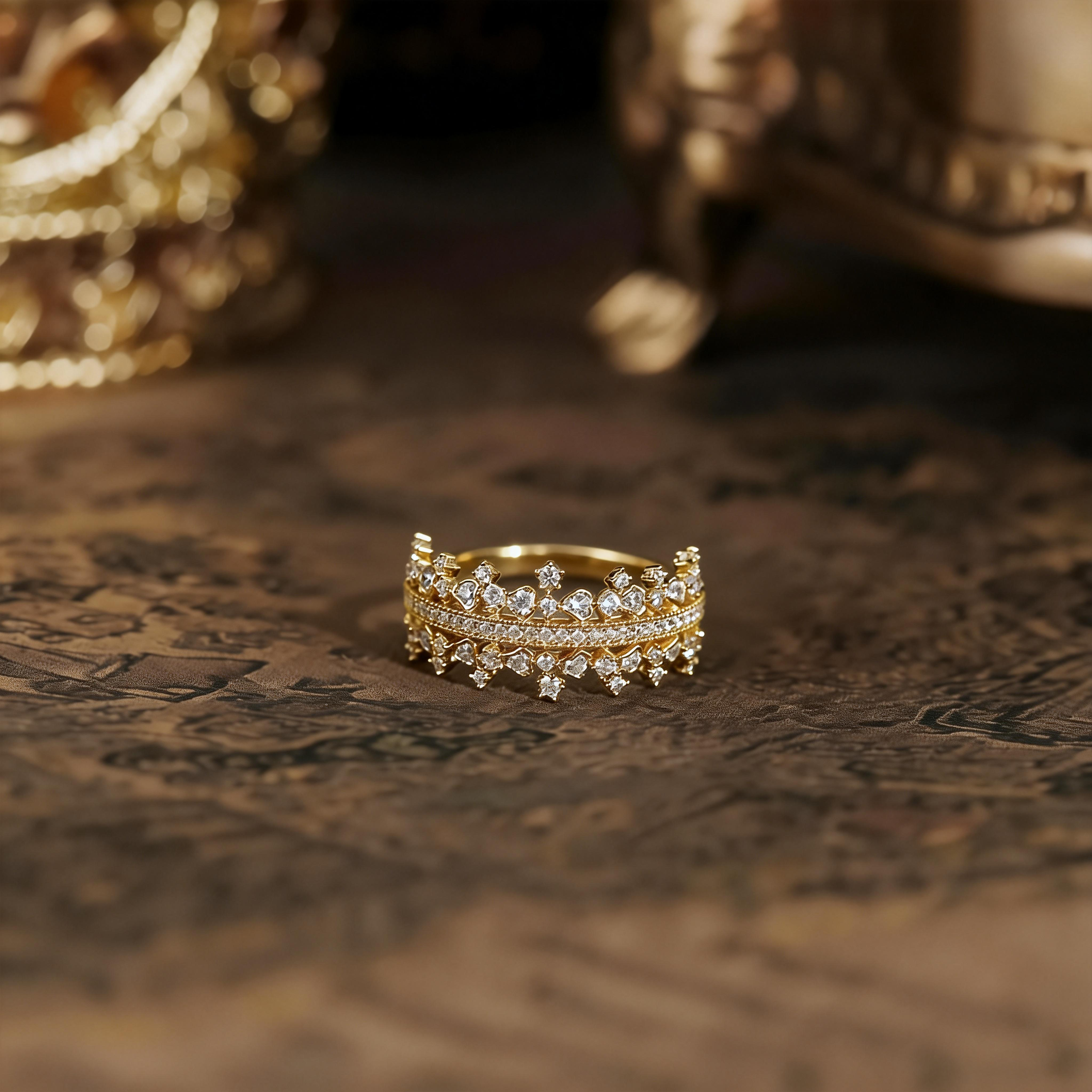 2025 Light Luxury Lace Sparkling Pave-set Zircon Ring for Women, S925 Sterling Silver Gold Plated High-end Jewelry