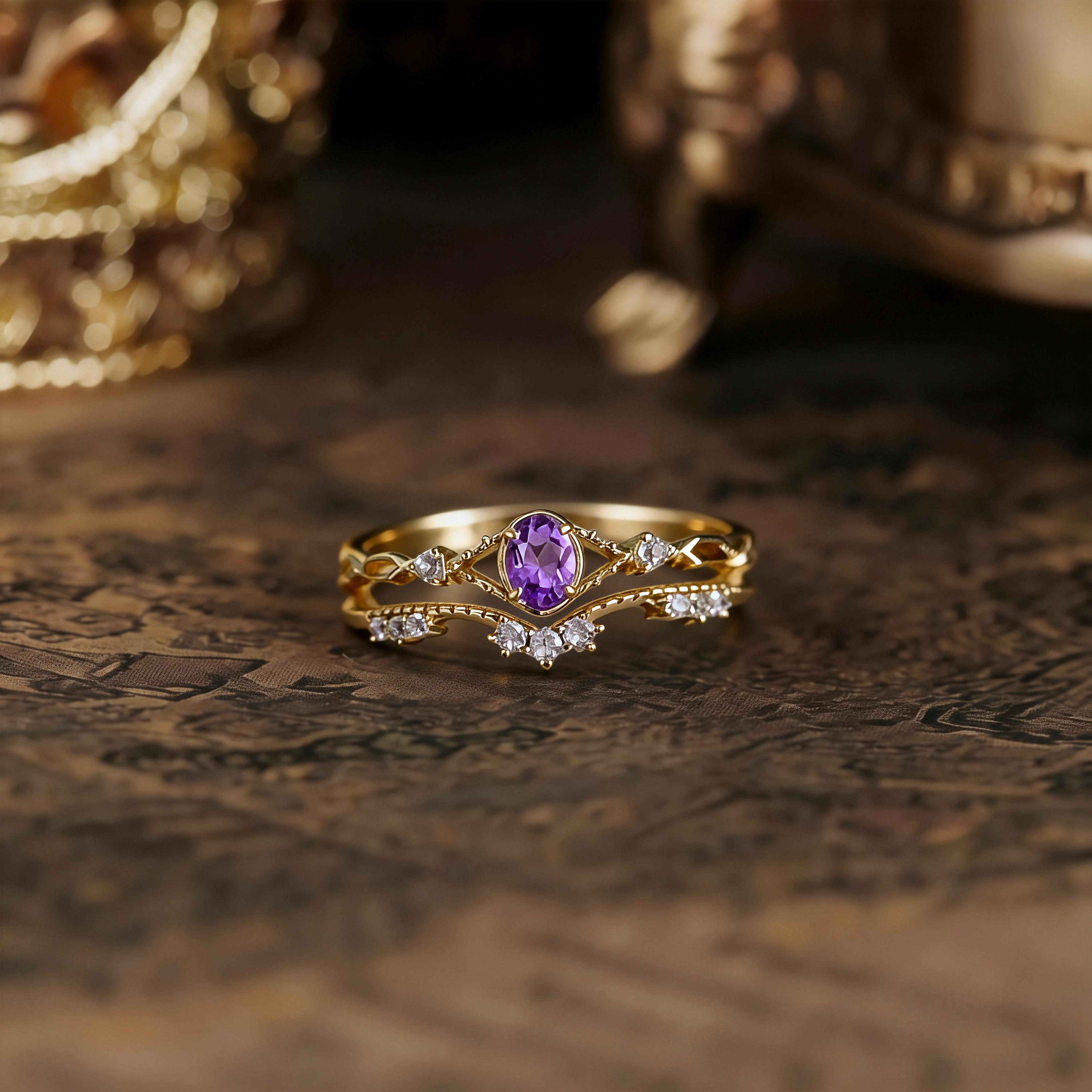 Versatile Dainty Color Gemstone Thin Ring, Gentle & Sweet Natural Amethyst Ring