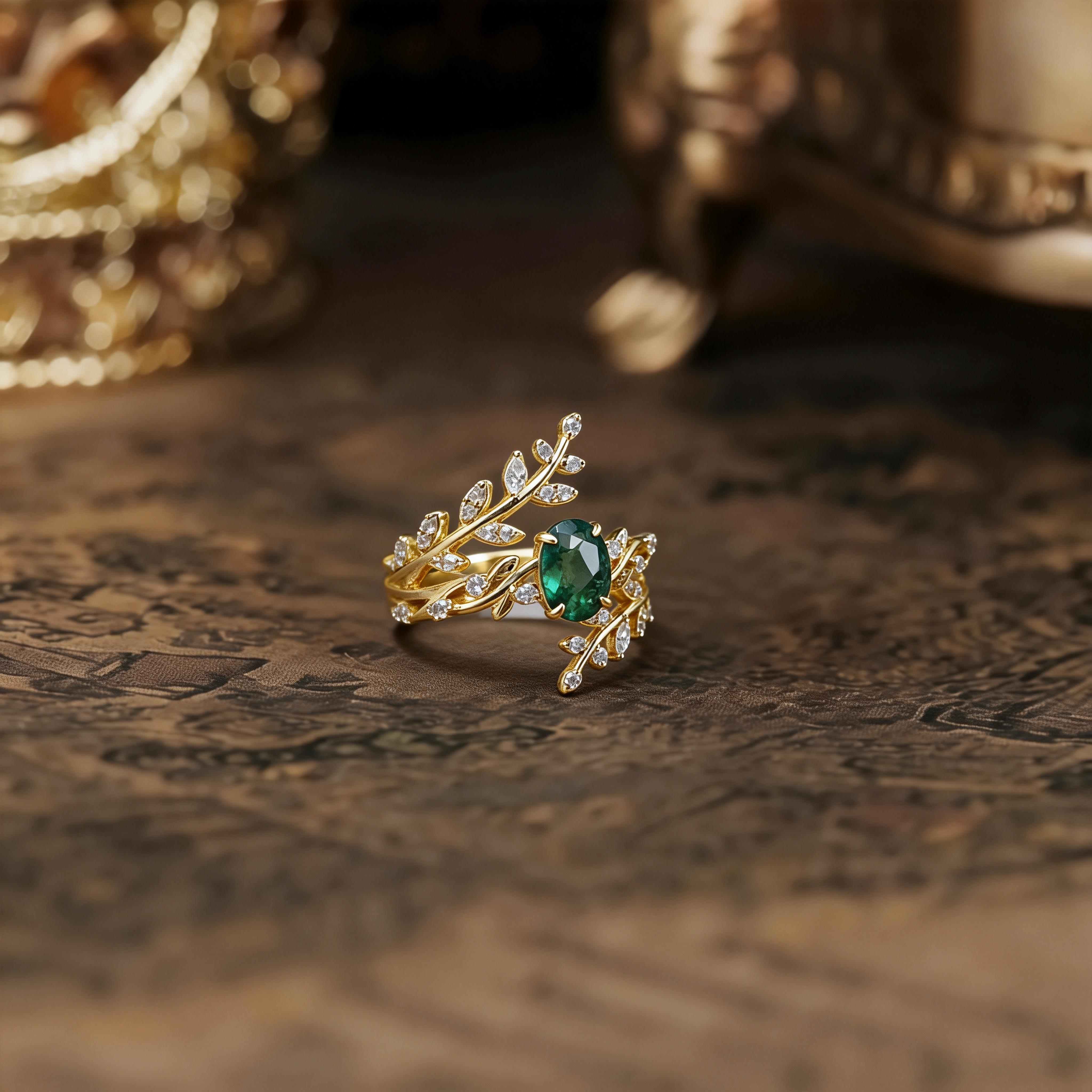 Natural Moss Agate S925 Sterling Silver Ring Set for Women | Leaf & Pave Zircon Design, Adjustable Open Style, Boho Vintage Heart & Oval Bands