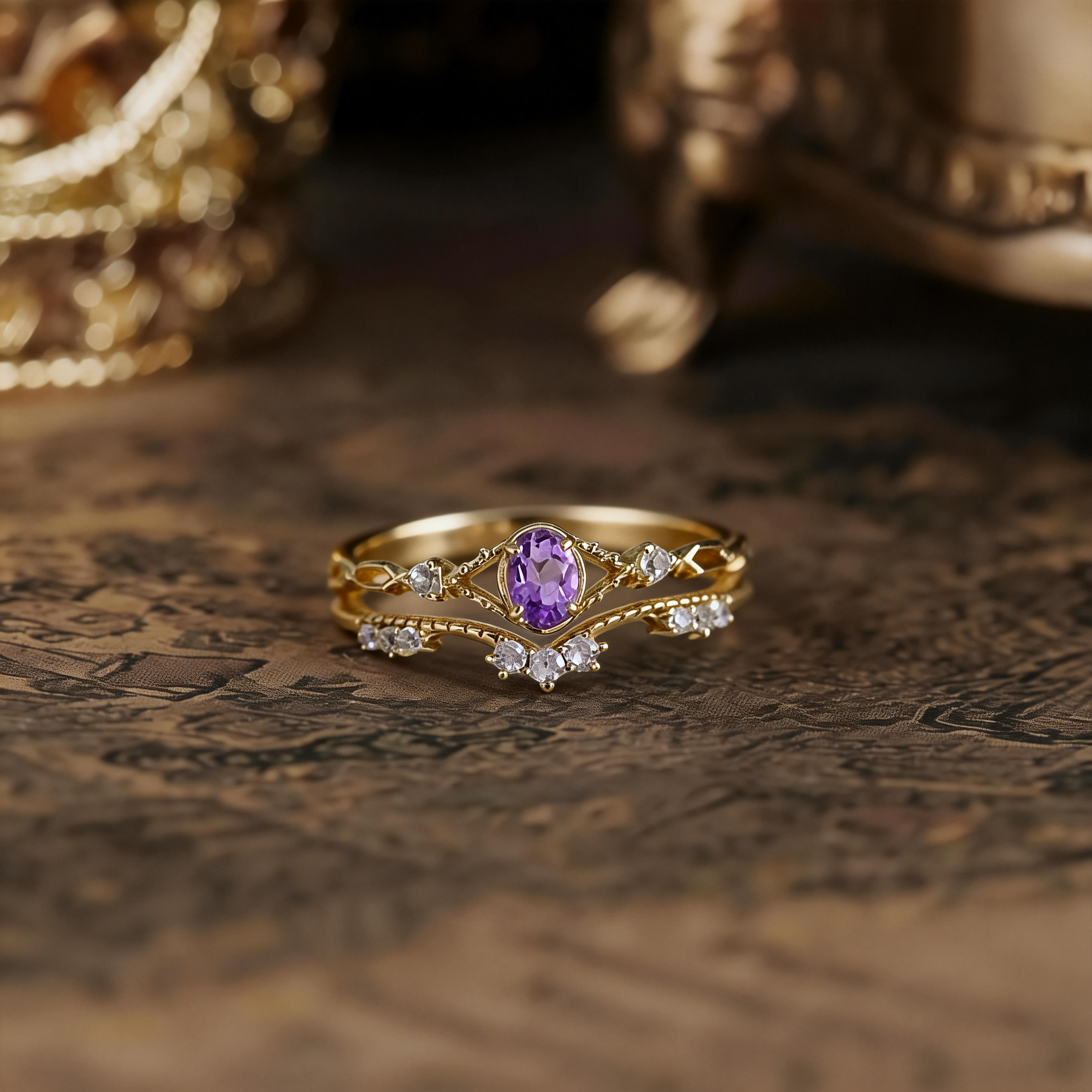 Versatile Dainty Color Gemstone Thin Ring, Gentle & Sweet Natural Amethyst Ring