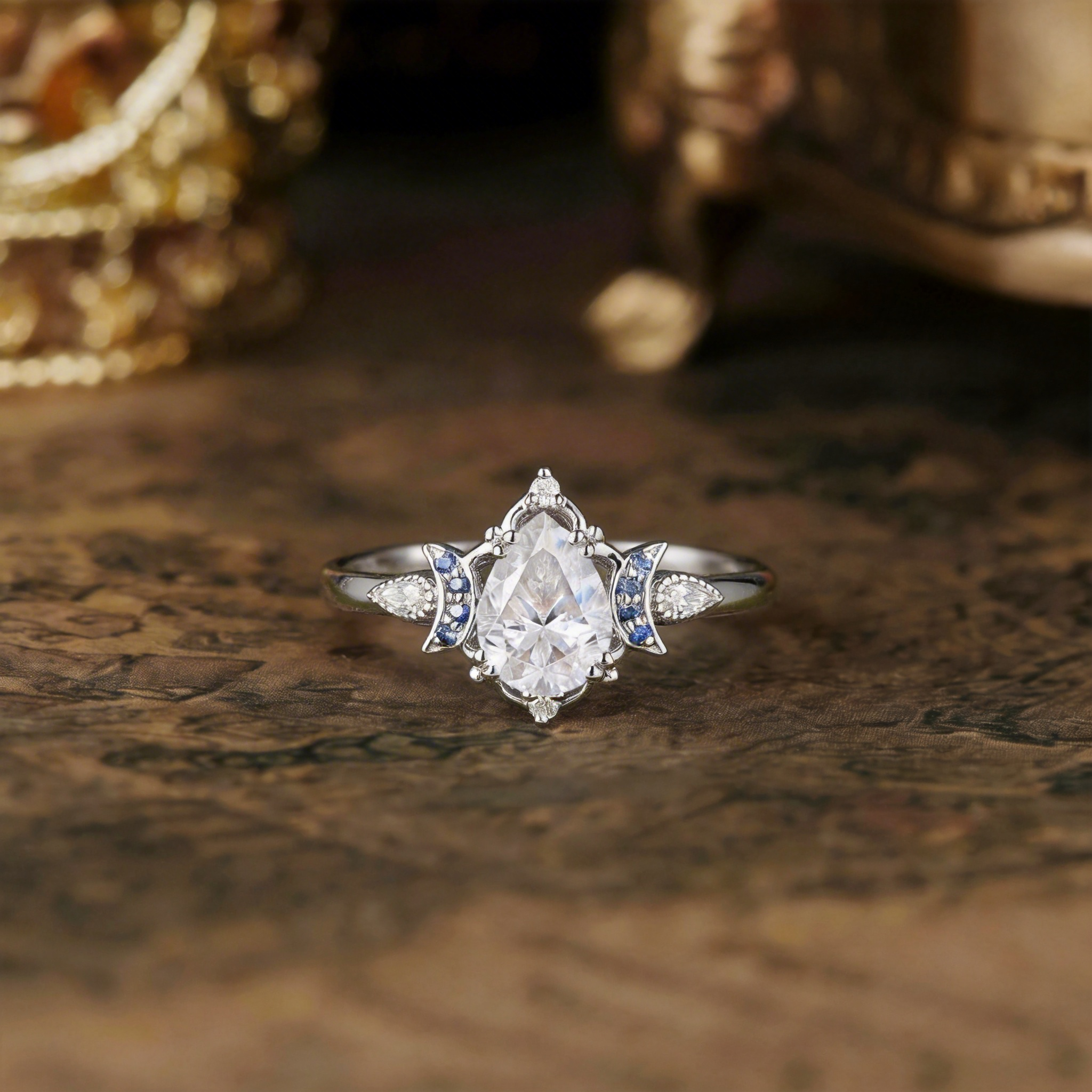 Moon Inspired | 1.2ct Moissanite Moon Design Engagement Ring