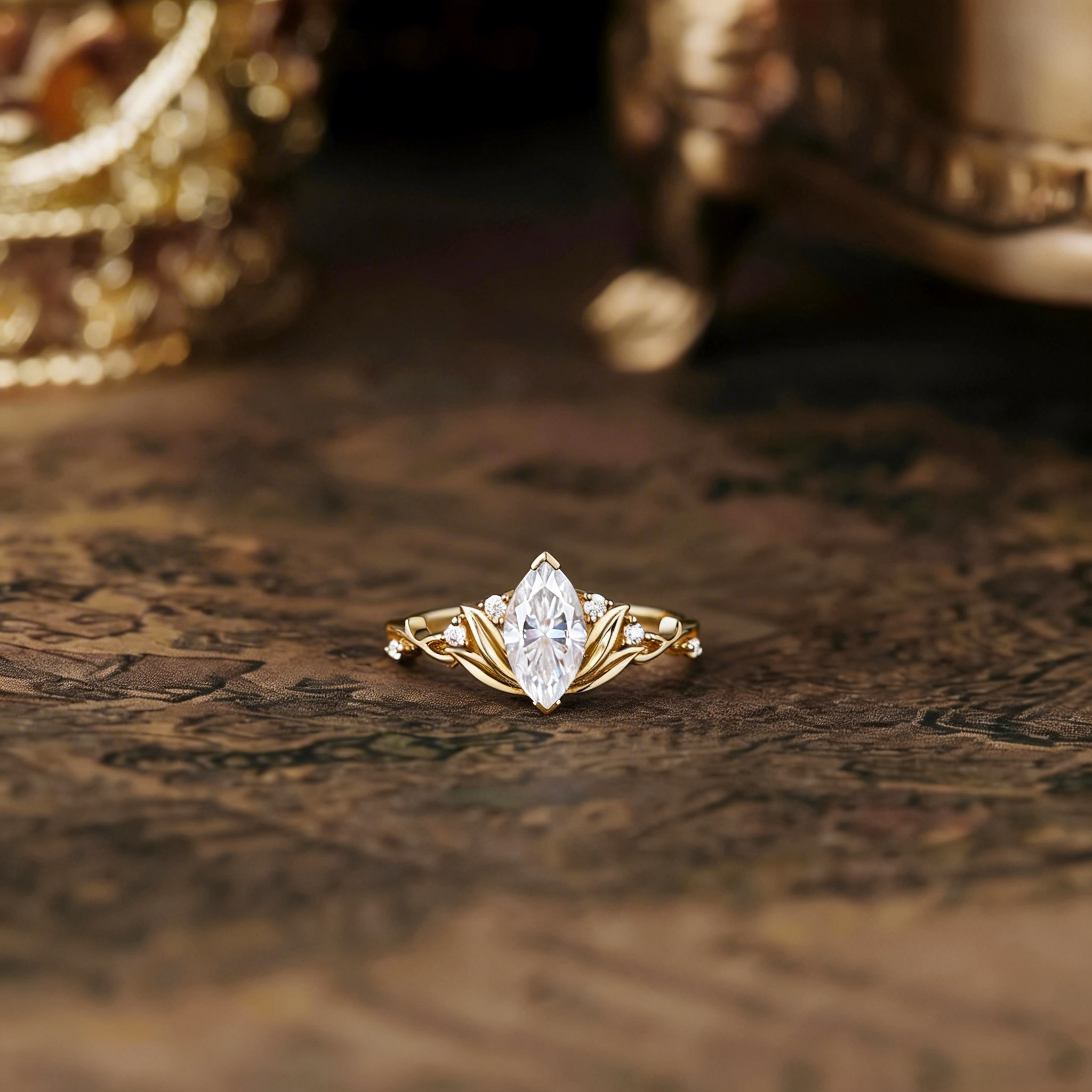 Floral Inspired | Lotus Design Moissanite Engagement Ring